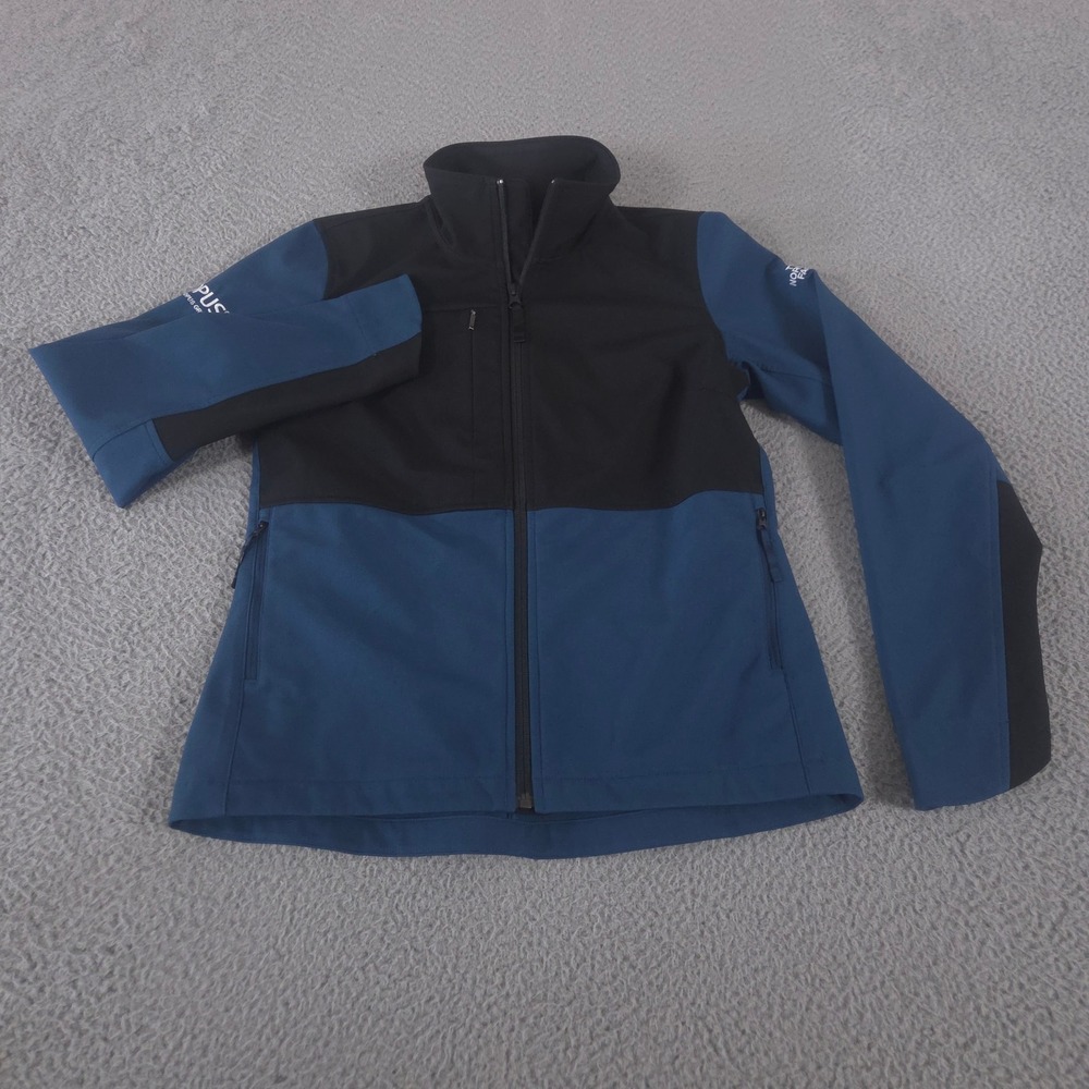 The North Face Jacket Womens‎ S Blue Black Castle Rock Soft Shell Full Zip Logo